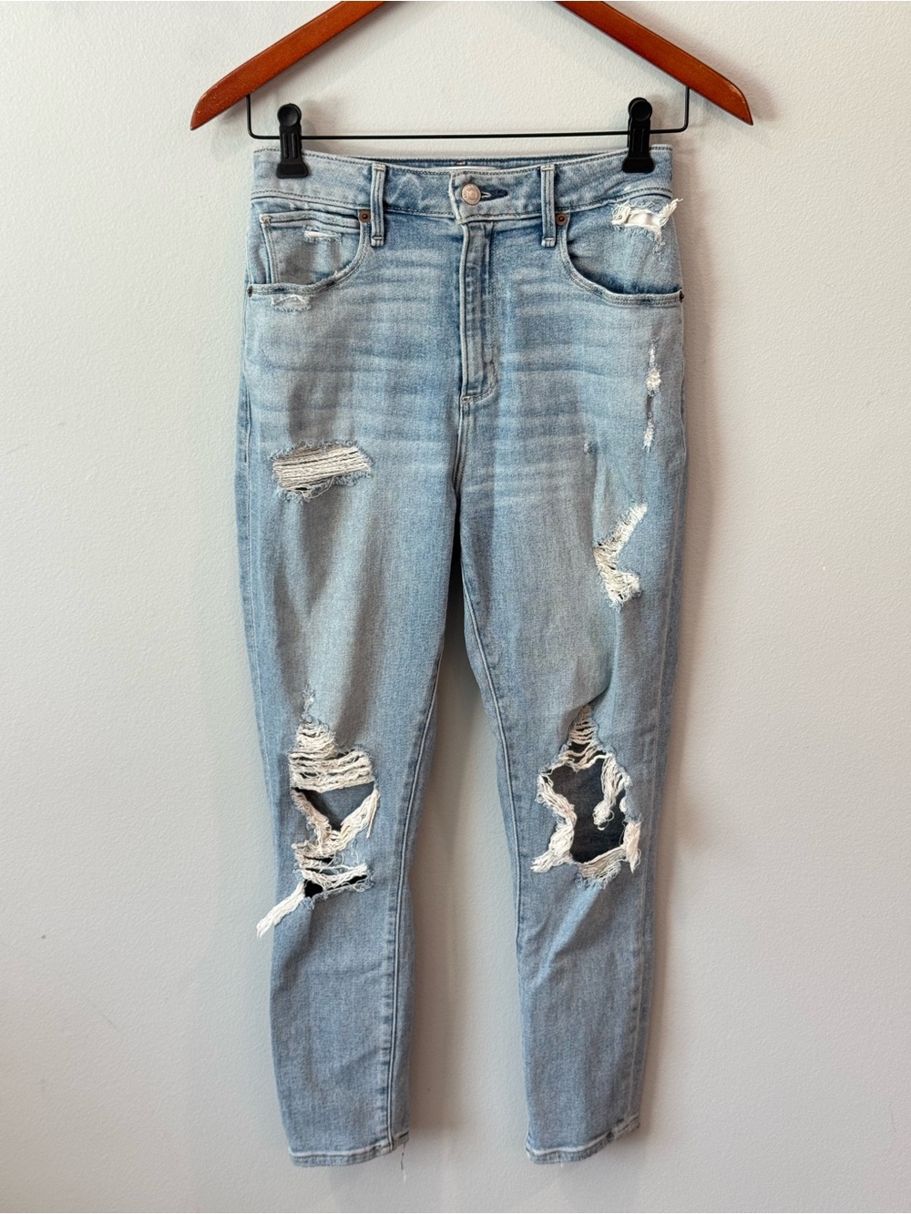 Abercrombie & Fitch Light Blue Ripped Skinny Jeans